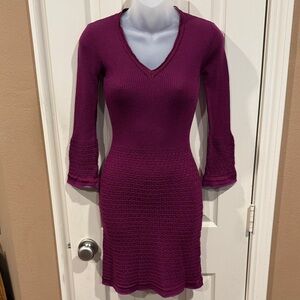 MISSONI Magenta V-neck Sweater Dress. Sz 42/US 6